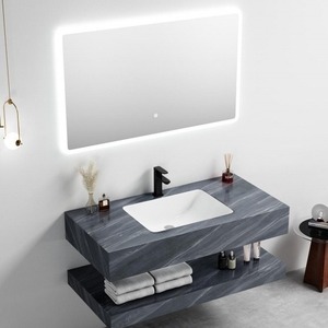 Mueble de Baño de Hormigón Gris CR de 100 cm con Espejo LED y Lavabo - Product Image 4
