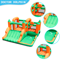 Château gonflable vert pour enfants en stock aux États-Unis, petite maison de jeux gonflable avec toboggan pour fêtes de famille et usage domestique, en vente