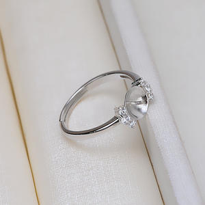 Anillo Ajustable de Plata S925 para Mujer, con Perla Natural, Accesorio de Moda DIY con Soporte Vacío, Producto Semiterminado 150 - Product Image 4