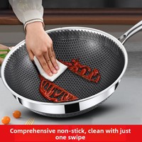 Poêle à frire en acier inoxydable 316 moderne et durable, à induction concave, antiadhésive, à fond pointu, pour cuisinière à gaz