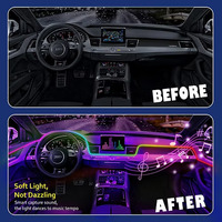 Kit d'éclairage d'ambiance LED pour voiture avec contrôle par application, couleurs magiques, capteur musical, éclairage d'ambiance intérieur automatique, mode symphonie RGB