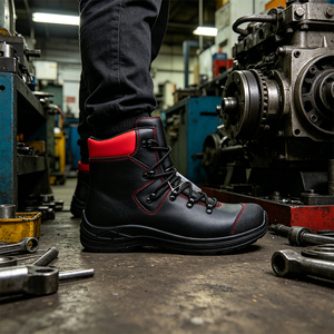 Chaussures de sécurité pour hommes, légères, respirantes, anti-écrasement, confortables, déodorantes, avec embout composite, dessus en cuir pleine fleur, pour usage en usine - Product Image 6