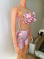 Fond de teint maquillage fleur tridimensionnelle diamant perle gaze serré Sexy une pièce Shorts fête Club Bar Performance vêtements