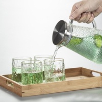 Bouilloire à eau froide durable et écologique en verre borosilicate de haute qualité, grande capacité, couvercle en acier inoxydable transparent, poignée en verre