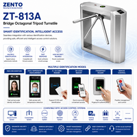 Torniquete Trípode Octagonal Zento ZT-813A de Acero Inoxidable 304, 30/Min Bidireccional, Puerta de Control de Acceso con Certificación CE IP54