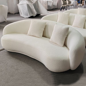 Sofa Ruang Tamu Furnitur Modern Eropa Mewah Kain Campuran Beludru Bulat Santai Berlapis Kain Sofa Chesterfield Melengkung - Product Image 2