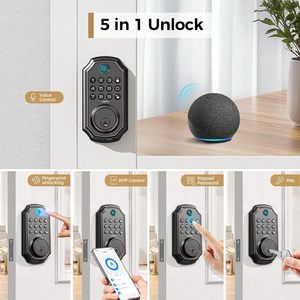 Cerradura Inteligente 5 en 1 con Huella Dactilar, Cerradura de Puerta sin Llave con Teclado, Bloqueo Automático, Bloqueo con un Toque - Product Image 3