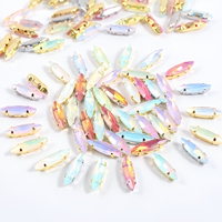 Strass en cristal de verre à coudre, forme griffe, marquise, navette, œil-de-cheval, avec trous, pour chaussures, vêtements et robes, vente en gros OEM