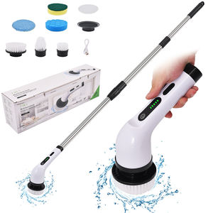 Brosse de nettoyage électrique réglable avec manche télescopique et plusieurs têtes de brosse pour nettoyer les sols, les fenêtres et les carreaux - Product Image 2