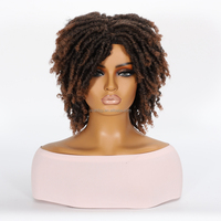 Perruque afro bouclée crépue naturelle avec bandeau pour femmes noires, cheveux courts noirs tressés, perruques synthétiques bouclées