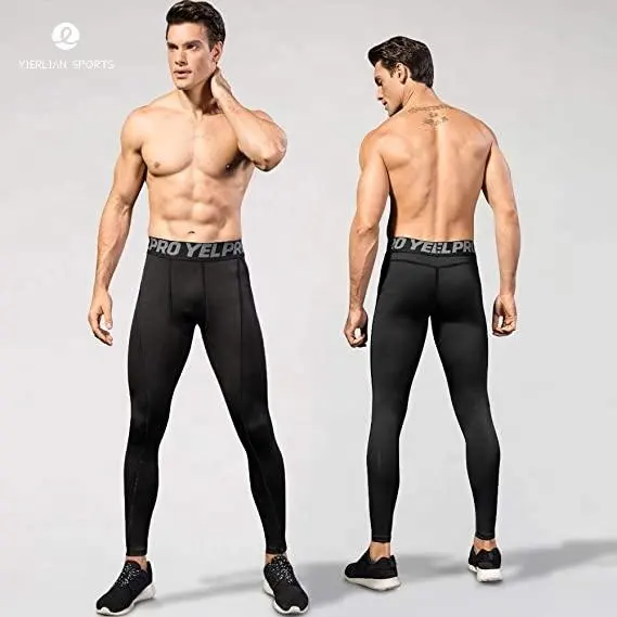 Custom Amazon Men traspirante Quick Dry Stretch PRO Fitness Running allenamento allenamento palestra collant Leggings pantaloni a compressione uomo