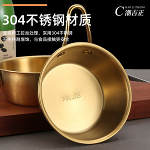ชามข้าวสแตนเลสมีหูจับทรงกลมสีเงินสีทองสำหรับใช้ในร้านอาหาร - Product Image 3