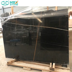 Hzx bán buôn Tunisia gạch đá cẩm thạch đen đánh bóng Sahara Noir tấm đá cẩm thạch với Vàng và Trắng tĩnh mạch - Product Image 4