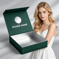 Caja de Regalo Magnética Premium con Tapa Abatible, Impresión Personalizada, Cartón Rígido, Caja de Empaque para Pelucas de Marca de Lujo con Forro de Satén