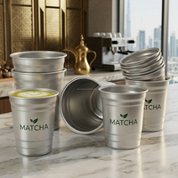 Gobelets en aluminium jetables et recyclables personnalisés pour matcha, légers, de qualité alimentaire, en métal recyclé, pour matcha, latte, thé, café, boutique