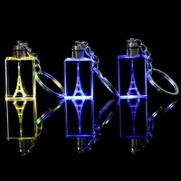 Porte-clés en cristal personnalisé avec éclairage LED de la Tour Eiffel de Paris pour souvenir touristique