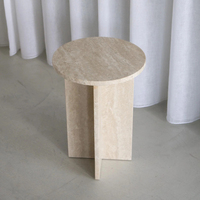 Table console en travertin Cammy Stone, style mid-century moderne, pour petits salons et chambres, meubles faits à la main