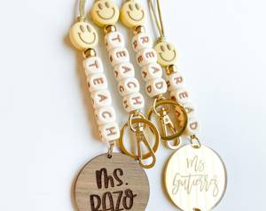 Cá Nhân Giáo Viên Đính Cườm Nụ Cười Tùy Chỉnh Thư Dây Buộc Keychain Huy Hiệu Chủ Giáo Viên Lễ Tạ Ơn Món Quà - Product Image 4