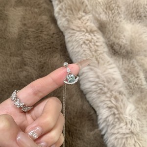 Exquisite S925 Pure <b>Silver</b> Dynamic Full Diamond Pendant <b>Necklace</b> <b>Set</b> Snowflake Sunflower Winter Ice Crystal Niche Fine Jewelry - Product Image 2