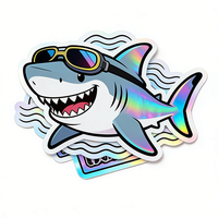 Autocollant personnalisé découpé à la forme avec logo holographique, étiquette de marque en vinyle imperméable autocollante résistante aux UV, impression d'étiquettes de dessins animés pour emballage