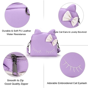 Pink or <strong>Purple</strong> Cute Cat Shape Pu Leather Little Girls Crossbody Purse Mini 3d Backpack Children Bags Women Shoulder <strong>Clutch</strong> - Product Image 4