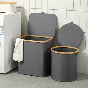 Durable Portable Household Handheld Dirty Clothes Storage <strong>Baskets</strong> With Bamboo <strong>Wood</strong> Handles <strong>Laundry</strong> Hampers for Home - Product Image 5