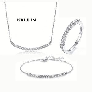 Ensemble de bijoux classiques en moissanite plaqué rhodium argenté en gros avec bracelet - Product Image 1