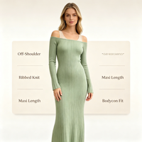 Robe pull longue en maille menthe de haute qualité pour femme, personnalisable OEM & ODM, vente en gros