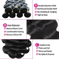Extensions de Cheveux Humains Naturels Ondulés (Body Wave) – Cheveux Vierges Bruts Cambodgiens – 3/4 Paquets de 22, 24, 26 Pouces pour Femmes