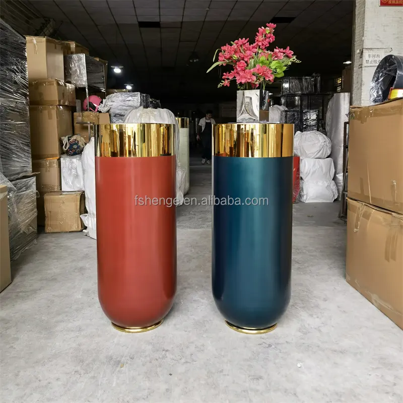 Foshan prezzo di fabbrica colore blu spazzolato vaso di fiori contenitore/vasi per fiori