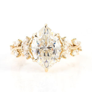 Bague en diamant synthétique 2ct 3ct, bague de fiançailles taille marquise, ensemble de bagues de mariage en diamant, or 18 carats avec diamant - Product Image 3