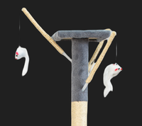 Arbre à chat multi-niveaux en bois et sisal gris, écologique, avec condo, hamac, griffoirs, échelle et jouets suspendus, mobilier pour animaux d'intérieur