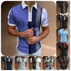 2024 New Men'S Polo Shirt 3d Vertical Stripe Print High-Quality Men'S Clothing Summer Casual Short Sleeved Street Cool Tops Tees