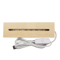 Grossiste 3D Veilleuse Base Présentoir LED Couleur USB Alimentation pour Feuille Acrylique Transparente Rectangulaire Base en Bois