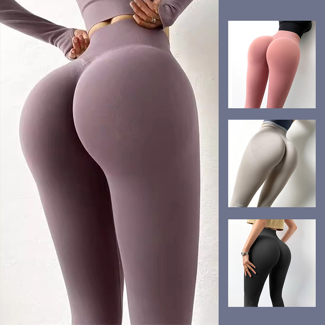 Factory Direct Solid Seamless Hip-Lifting Skinny Yoga Leggings Women Breathable High Waist Sports Fitness Pants Yoga Activewear