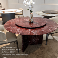 Table à manger ronde à double plateau en marbre Rosso Levanto, directement de l'usine, pour appartements, villas et salles à manger d'hôtels