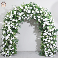 Arche de mariage incurvée 6 pieds x 7 pieds avec fleurs en soie, pliable et portable pour les mariages