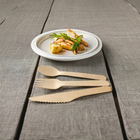 Ensemble de couverts jetables biodégradables en bois (couteau, cuillère et fourchette) – Vente en gros OEM