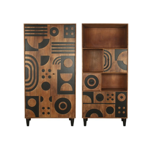 Étagère à livres en bois de manguier massif moderne sculptée CNC 5 étagères Modulaire Gain de place Rangement Écologique Durable Maison - Product Image 2