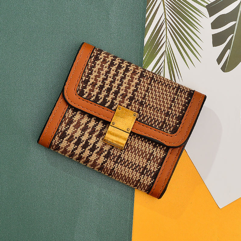 Women's Retro Student Printed Short Coin Purse New Houndstooth