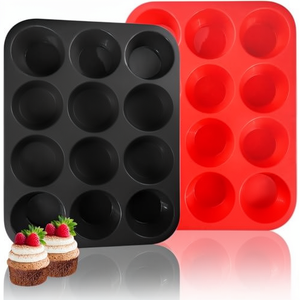 Molde <span class=keywords><strong>de</strong></span> Silicona para 12 <span class=keywords><strong>Muffins</strong></span>, <span class=keywords><strong>Bandeja</strong></span> Antiadherente para Hornear Mini <span class=keywords><strong>Muffins</strong></span>, Molde Reutilizable para Cupcakes, Apto para Horno, Fácil <span class=keywords><strong>de</strong></span> Desmoldar, Apto para Lavavajillas - Product Image 1