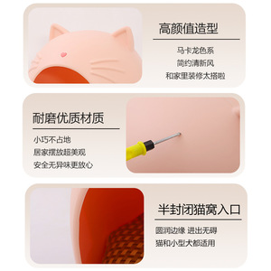 Big Mouth Cat Round Cat <b>Bed</b> Memory Foam Summer Cooling Pet <b>House</b> For Cats - Product Image 4