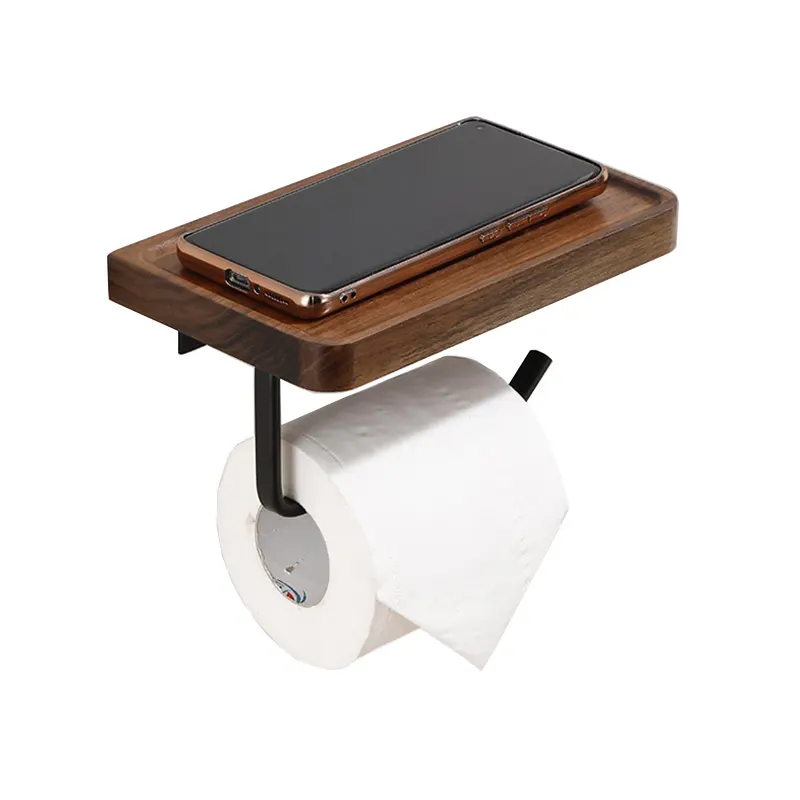 Wood Toilet Paper Holder with Shelf Toilet Tissue Holder with Shelf Toilet Paper Roll Holder