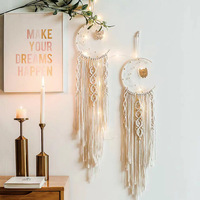 Grand attrape-rêves en coton pour décoration murale de chambre, style bohème, pendentif fait main, ornements suspendus, macramé mural