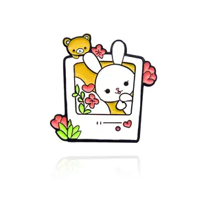 Wholesale Enamel Pins Leisure life Beauty Mirror Writing Reading Bath Sleeping Cute Rabbit Enamel Lapel Pin Custom Hat Pins