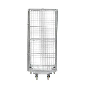 Space-saving Anti-corrosion Foldable Collapsible Professional Industry Logistic Roll Container Trolley Rolling Cage Cart