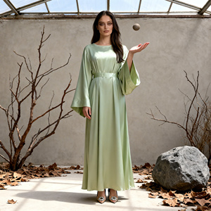 Robe Abaya en satin polyester de luxe pour femmes musulmanes, élégante, sur mesure, fournisseur OEM en gros - Product Image 4