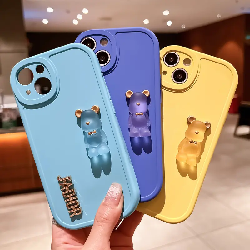 best quality new Crystal bear case liquid silicone soft phone case for xiaomi redmi K50 case cute