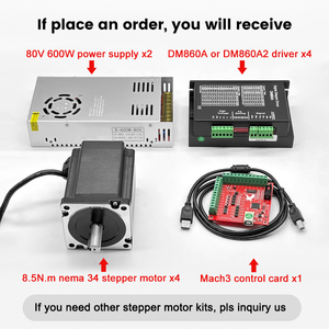 4-Axis 34 Motor Kit 8.5Nm (1200oz-in) with DM860 Drivers & 600W/80V Power Supplies for Router, Plasma Cutting - Product Image 4