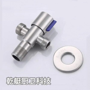 Robinet d'angle en acier inoxydable 15 mm à filetage mâle, vanne d'arrêt pour chauffe-eau, une entrée, deux sorties, entrée murale - Product Image 2